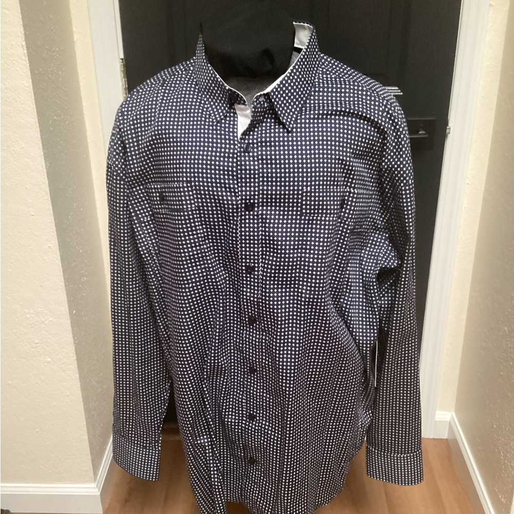 Knockout Jeans mens shirt, navy/white, 3XB. 289